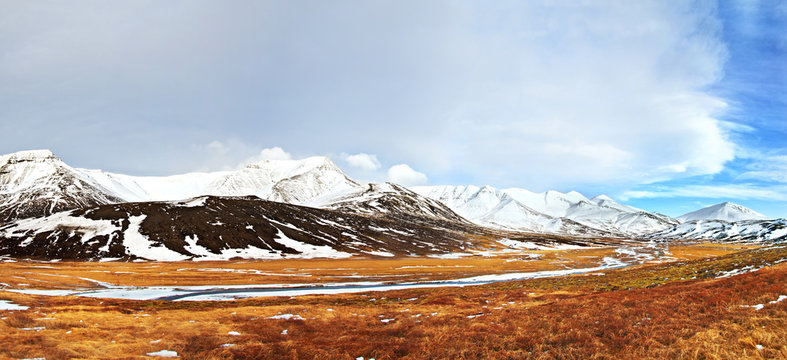 Wintry autumn landscape panorama from Iceland 1x2 2 Ratio
