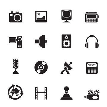 Silhouette Media and household  equipment icons