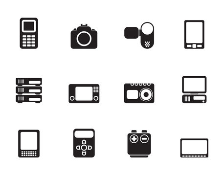 Silhouette technical, media and electronics icons