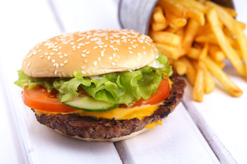 Hamburger isolated on white