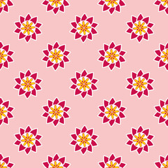 Seamless pattern with fancy pink flowers.