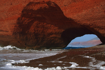 Legzira stone arches, Atlantic Ocean, Morocco, Africa