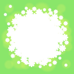 Green background with white flowers