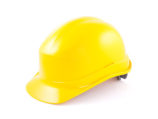 Yellow helmet isolated on white with clipping path