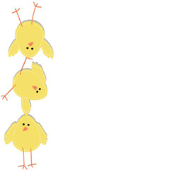 Three chicks stacked on top of each other