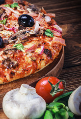pizza with mushrooms and cheese
