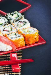 Japanese seafood sushi and chopstick