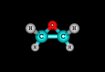 Oxirane molecular structure isolated on black