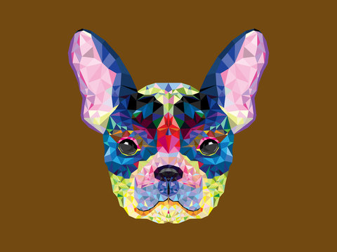 French bulldog head in geometric pattern