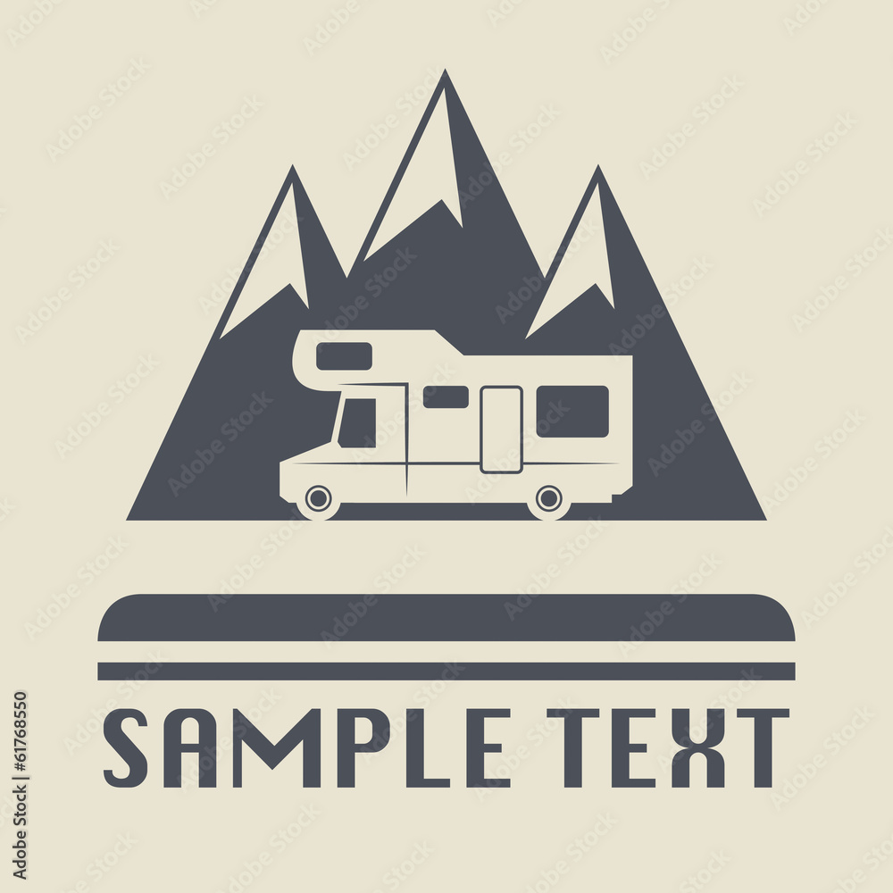 Wall mural Camper icon or sign, vector illustration