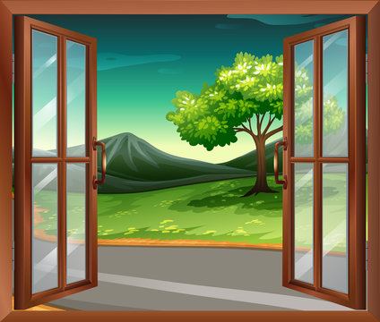 A window of a house near the road