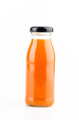 Orange juice bottle isolated white background