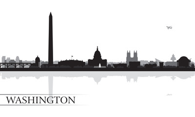 Washington city skyline silhouette background - 61769363