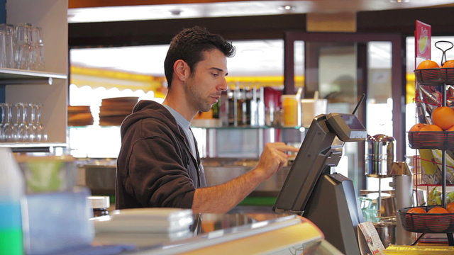Man at cash register