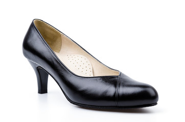 leather black shoes women isolated white background