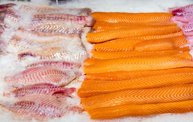 Fresh salmon and cod filet