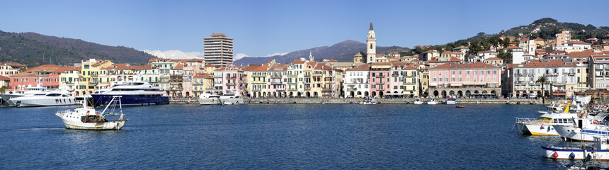 Fototapeta premium Panorama of Imperia from the sea, Italy