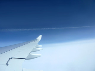 Blue Sky with Clouds view in airplane