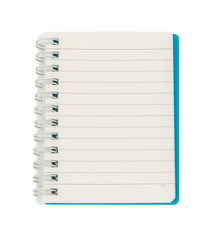 blank lined notebook on white background