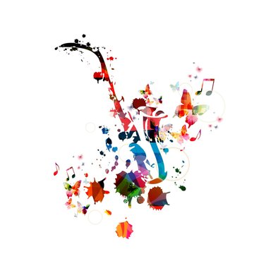 Colorful music background with saxophone