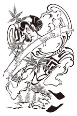 鳥居清倍 市川団十郎の竹抜き五郎イメージイラスト