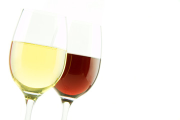 Glass of white and red wine isolated