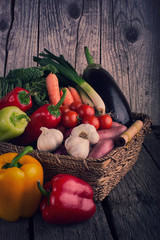 Fresh Organic Vegetable on wooden table