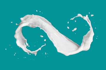 Foto auf Acrylglas Milchshake infinity symbol of milk splash isolated on black