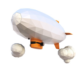 3D low poly blimp on white background. Clipping path included. © chesky