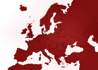 3D Europakarte rot / weiß