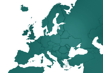 3D Europakarte türkis / weiß