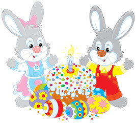 Bunnies celebrating Easter