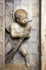 Statue of Angel on the wall of new chapel in Trogir Cathedral