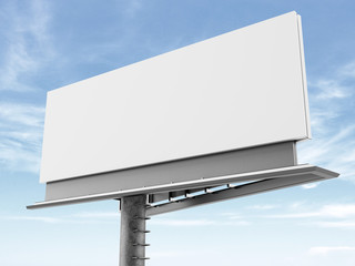 Blank billboard on the background of clouds