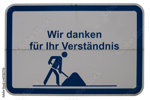 "Wir danken für ihr Verständnis - Autobahnbaustelle" Stockfotos und