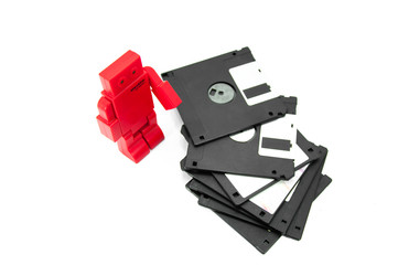 Old floppy disk, and USB port ,memory innovation concept