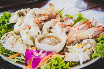 Steamed Crab in dish