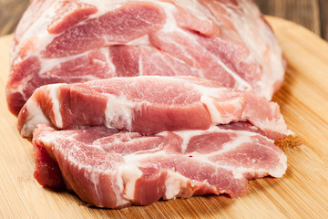 Raw pork on cutting board