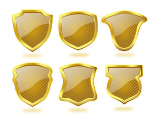 Shiny Golden Shields with Brown Check Pattern