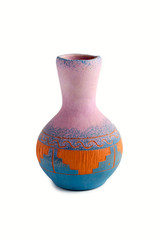 Glinenny vase of handwork with color patterns