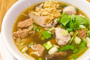 thai food pork noodle soup