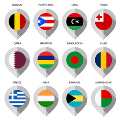 Marker from paper with flag for map - set ninth