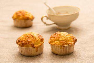 cheese cakes with Flaxseed background