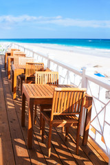 Tables at beach restaurant