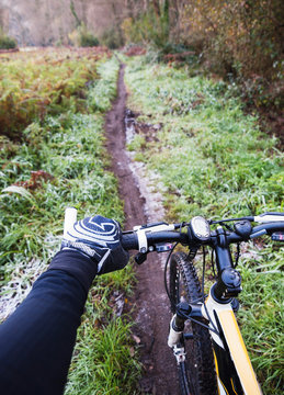 Mountain bike in a trail