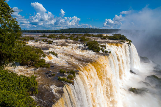 Waterfalls. Iguassu Falls in Brazil
