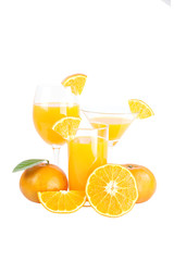 Mandarin oranges and glass isolated.