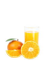 Mandarin oranges and glass isolated.