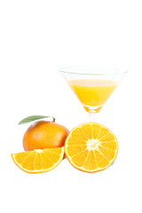 Mandarin oranges and glass isolated.