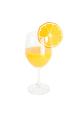 Glass with oranges juice isolated.